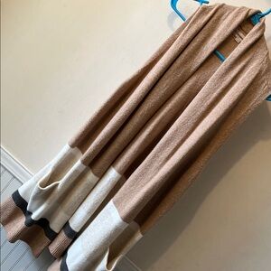 LOFT Open-Front Knit Vest in Tan and Cream